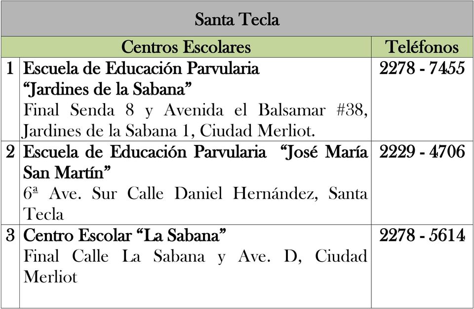 2 Escuela de Educación Parvularia José María San Martín 6ª Ave.