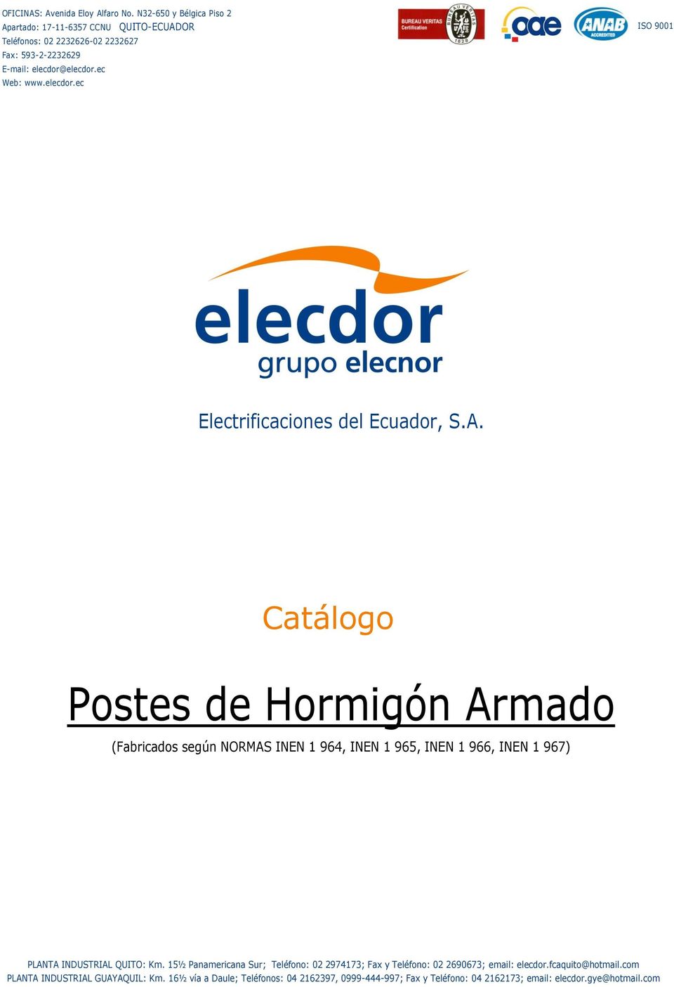 elecdor.ec ISO 001 Electrificaciones del Ecuador, S.A.