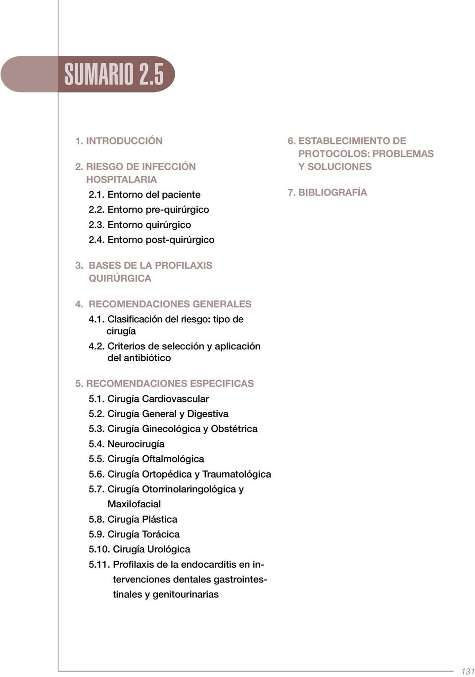 Criterios de selección y aplicación del antibiótico 5. RECOMENDACIONES ESPECIFICAS 5.1. Cirugía Cardiovascular 5.2. Cirugía General y Digestiva 5.3. Cirugía Ginecológica y Obstétrica 5.4.
