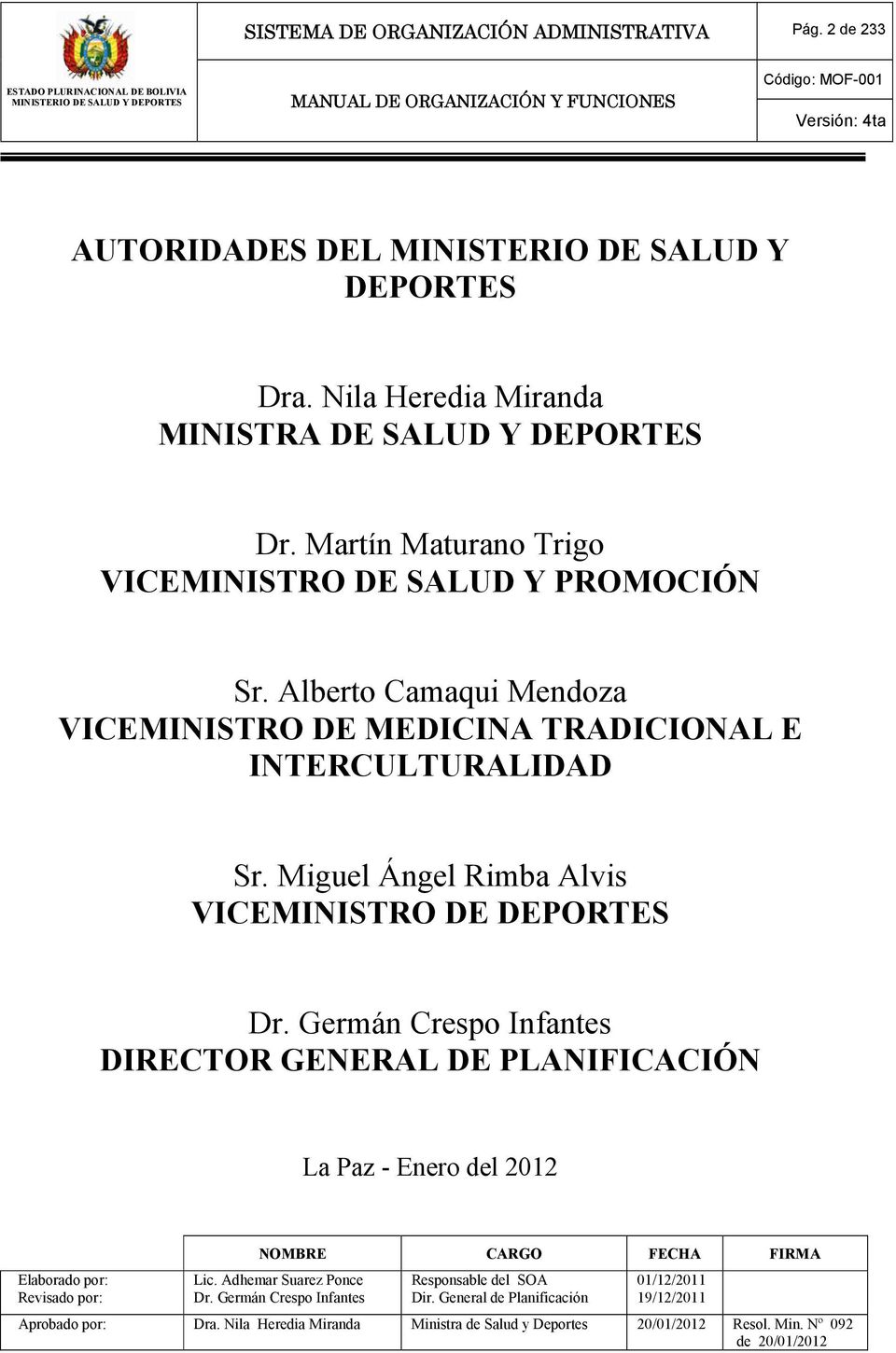 Alberto Camaqui Mendoza VICEMINISTRO DE MEDICINA TRADICIONAL E INTERCULTURALIDAD Sr.