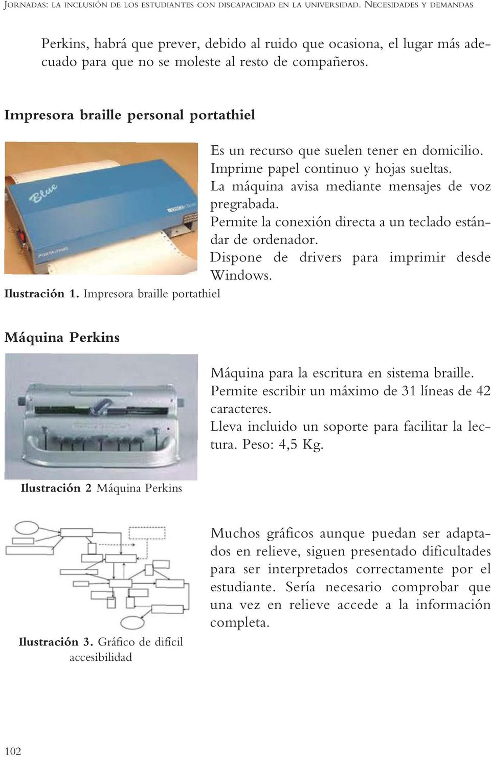 Impresora braille personal portathiel Es un recurso que suelen tener en domicilio. Imprime papel continuo y hojas sueltas. La máquina avisa mediante mensajes de voz pregrabada.
