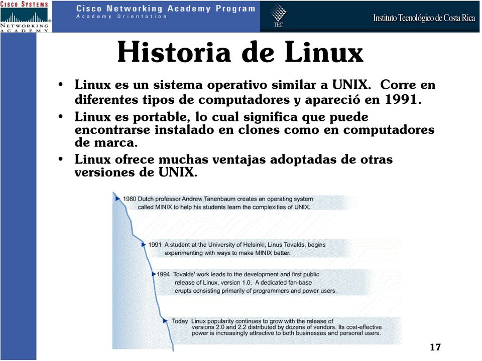 Linux es portable, lo cual significa que puede encontrarse instalado en clones como