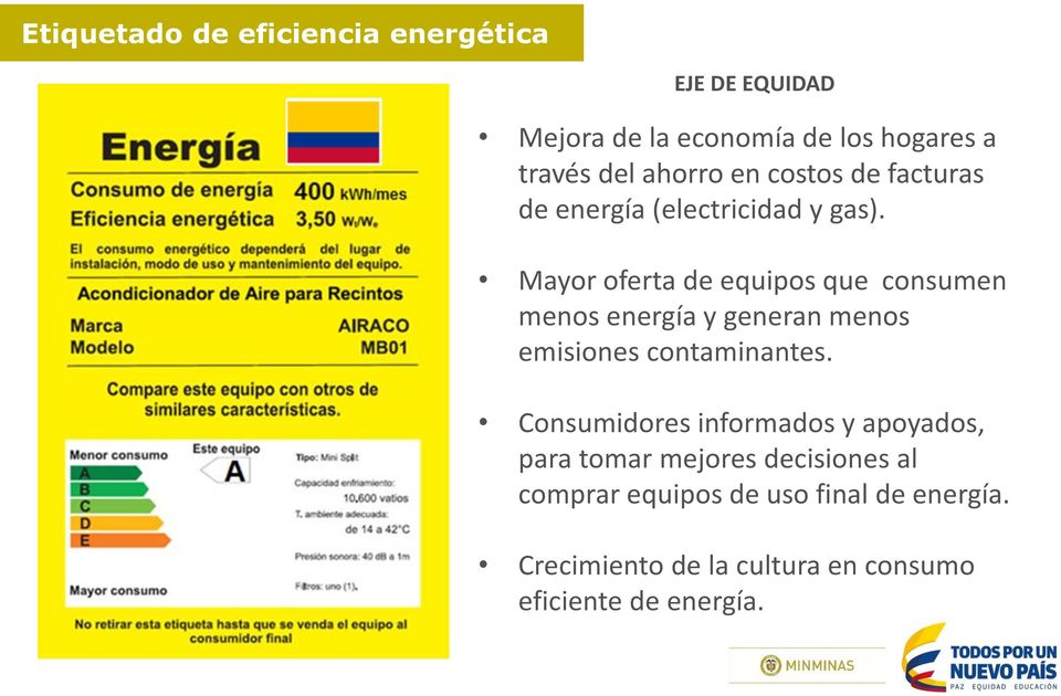 Reglamentación de Etiquetado Energético, proyectos Mayor oferta y estrategia de equipos que consumen de menos energía y