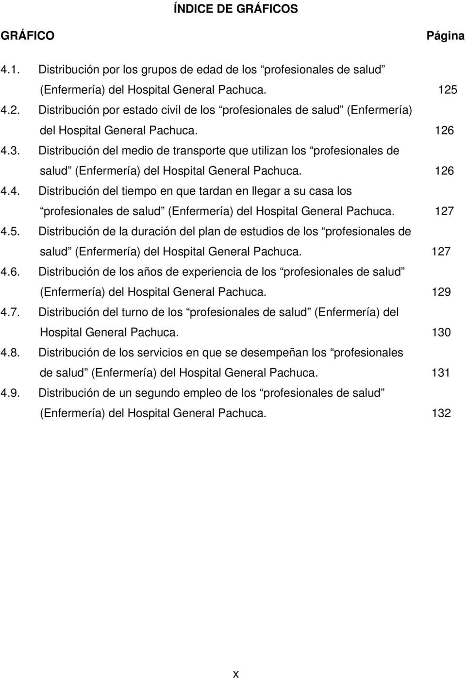 Distribución del medio de transporte que utilizan los profesionales de salud (Enfermería) del Hospital General Pachuca. 126 4.
