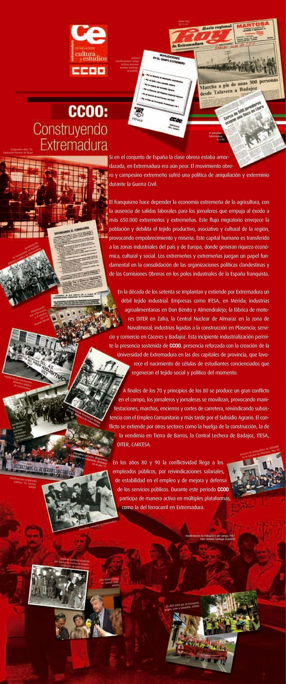 El movimiento obrero y campesino extremeño sufrió una política de aniquilación y exterminio durante la Guerra Civil. Manifestación de Funcionarios en Badajoz.