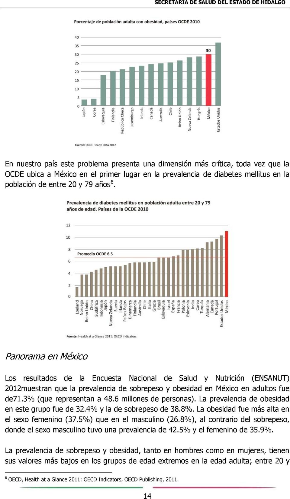 Panorama en México Los resultados de la Encuesta Nacional de Salud y Nutrición (ENSANUT) 2012muestran que la prevalencia de sobrepeso y obesidad en México en adultos fue de71.3% (que representan a 48.