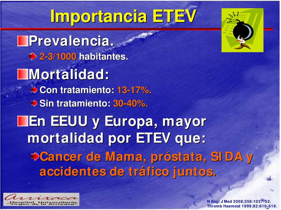 En EEUU y Europa, mayor mortalidad por ETEV que: Cancer de Mama,