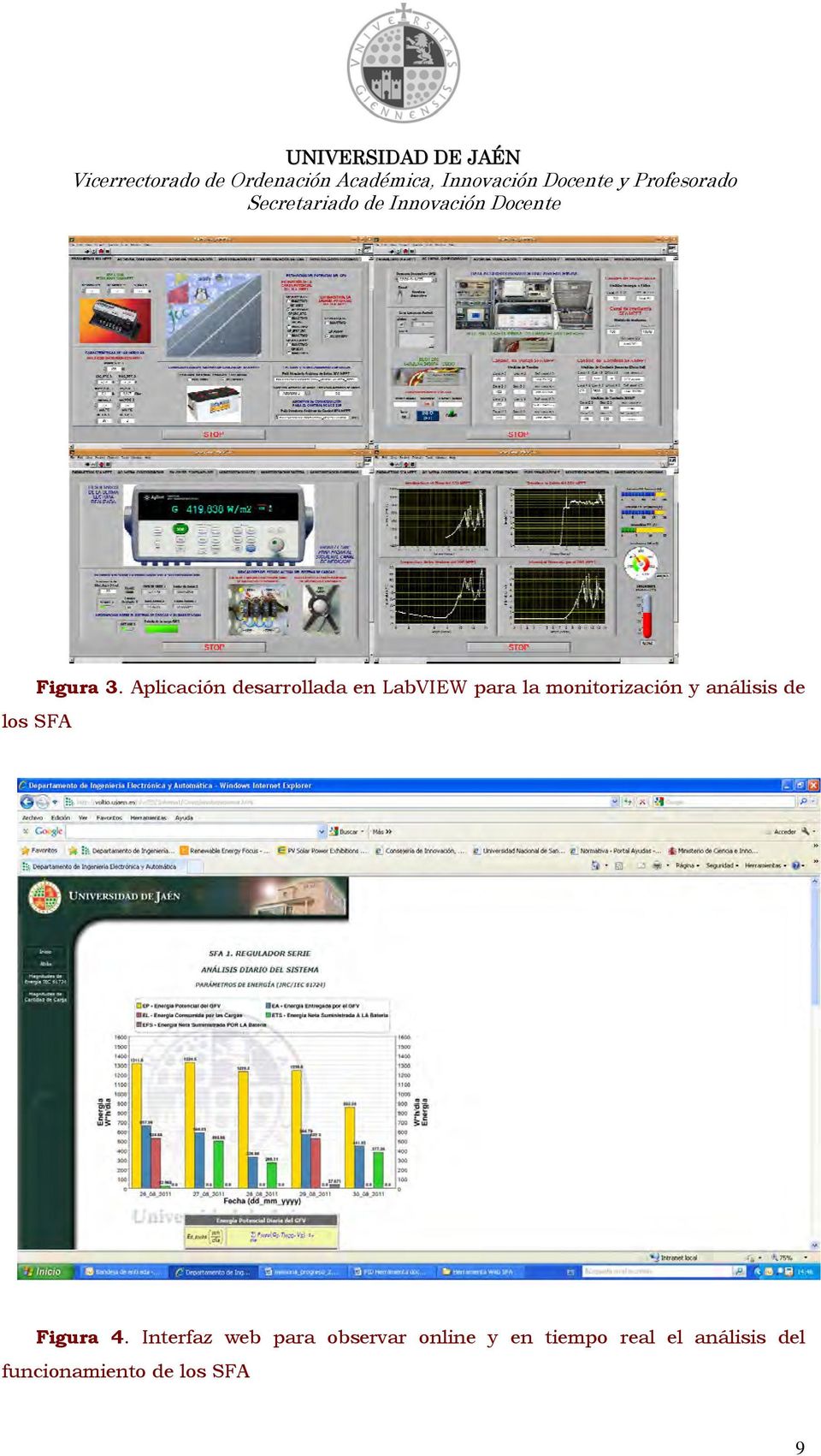 Aplicación desarrollada en LabVIEW para la monitorización y análisis de los SFA