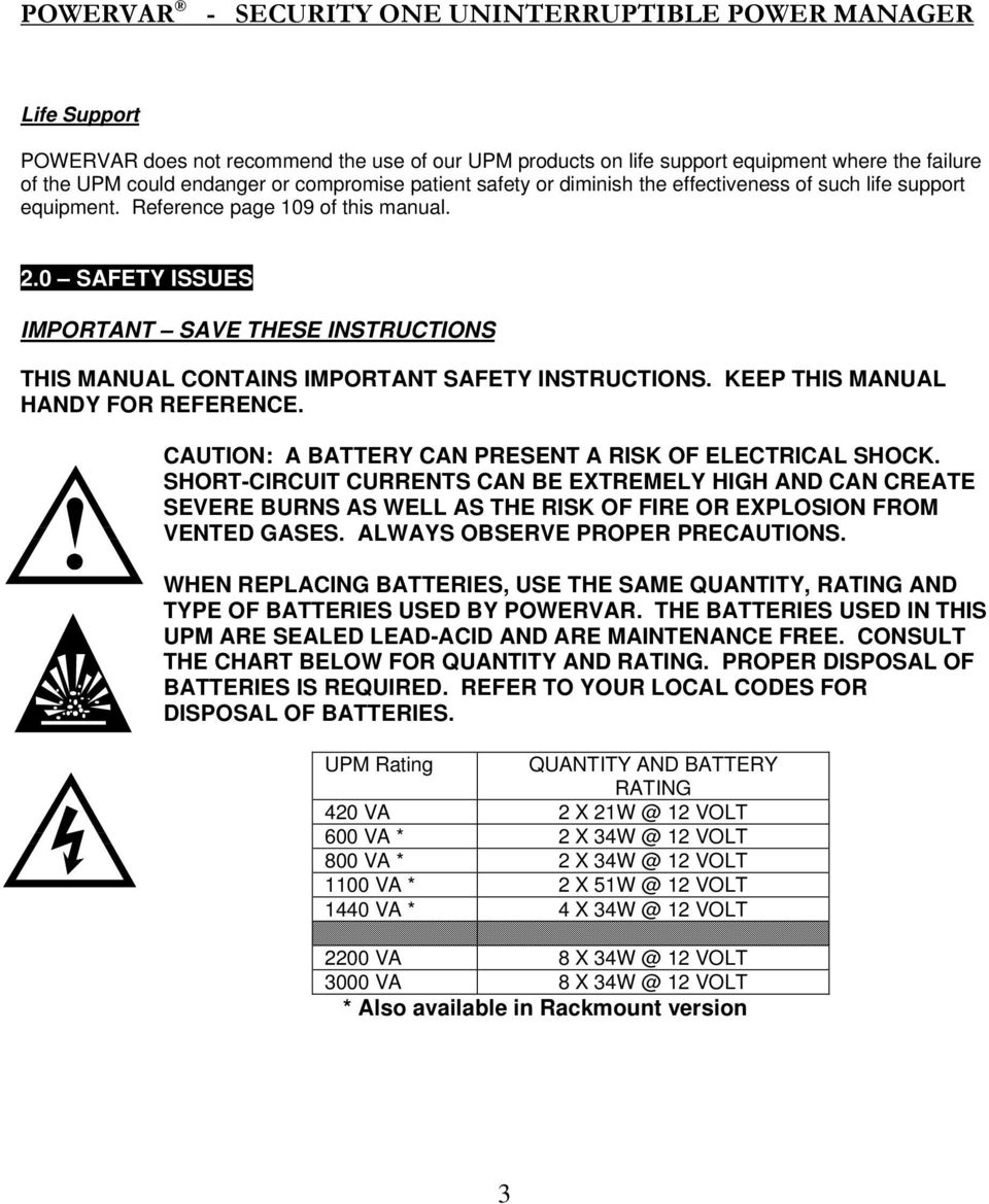 KEEP THIS MANUAL HANDY FOR REFERENCE. CAUTION: A BATTERY CAN PRESENT A RISK OF ELECTRICAL SHOCK.