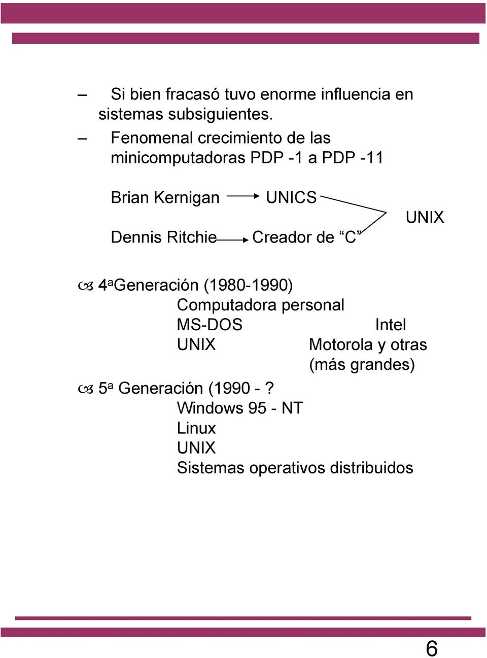 Ritchie UNICS Creador de C UNIX 4 a Generación (1980-1990) Computadora personal MS-DOS