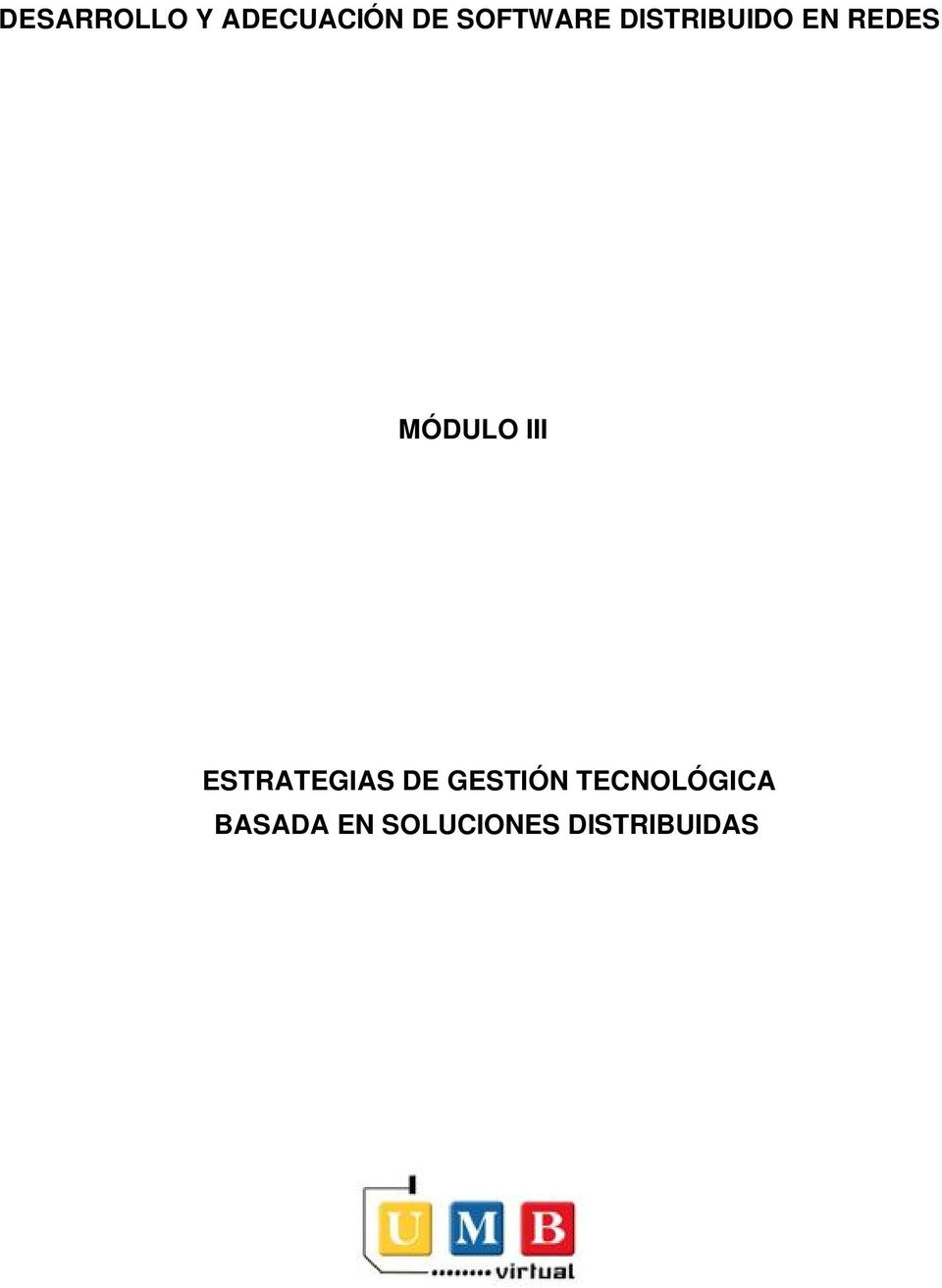 MÓDULO III ESTRATEGIAS DE GESTIÓN