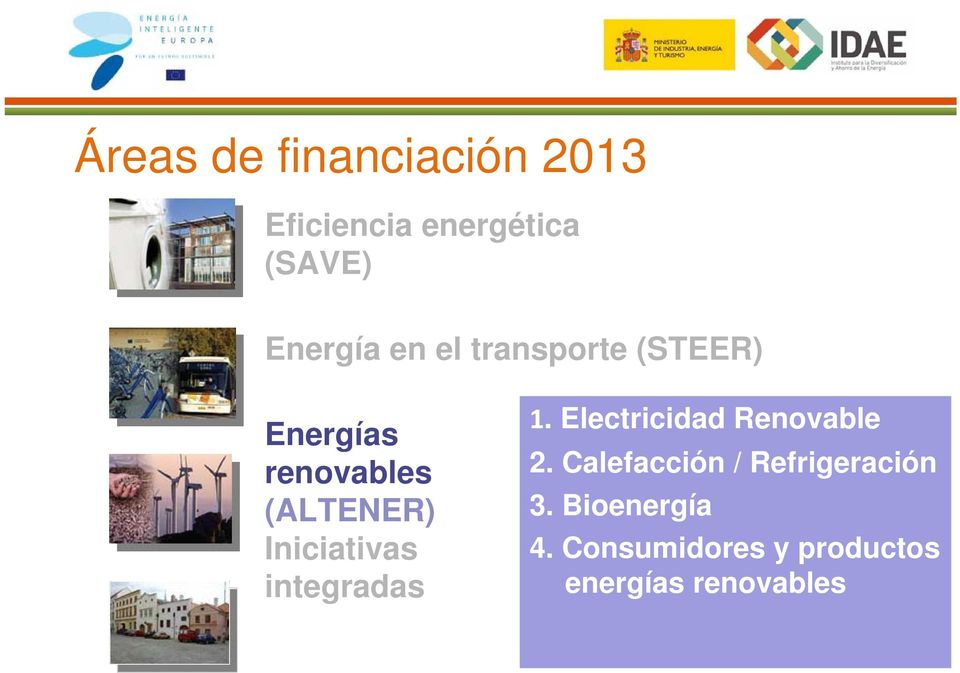 Iniciativas integradas 1. Electricidad Renovable 2.