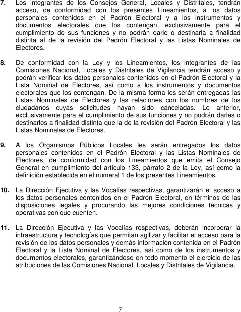Electoral y las Listas Nominales de Electores. 8.