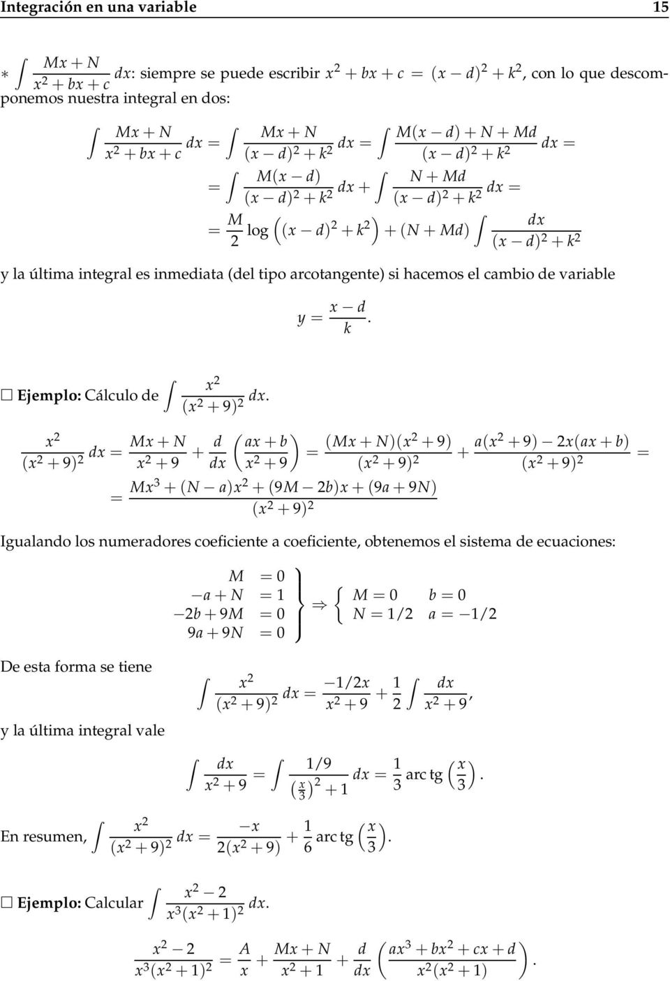 k Ejemplo: Cálculo de x (x + 9).