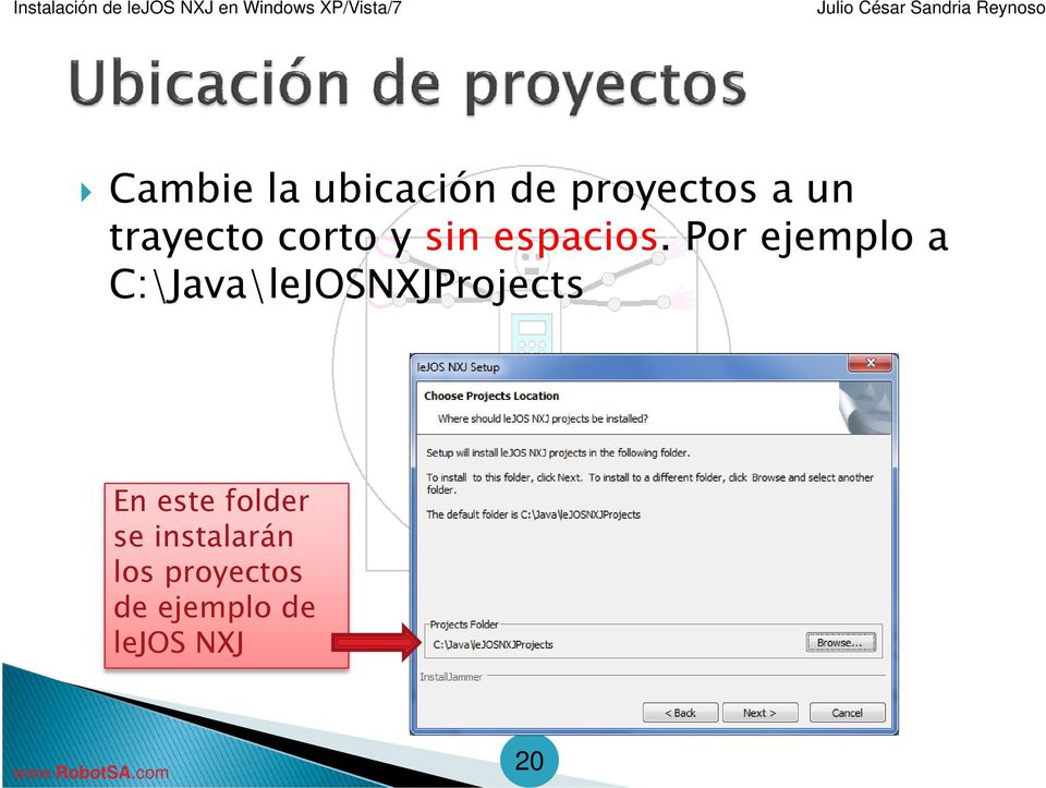 Por ejemplo a C:\Java\leJOSNXJProjects En