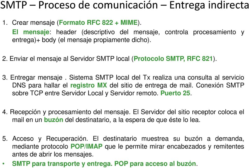 Entregar mensaje. Sistema SMTP local del Tx realiza una consulta al servicio DNS para hallar el registro MX del sitio de entrega de mail.