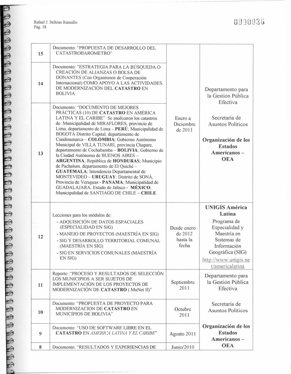 Documento: DOCUMENTO DE MEJORES PRÁCTICAS (0) DE CATASTRO EN AMÉRICA LATINA Y EL CARIBE Se analizaron los catastros de: Municipalidad de MIRAFLORES, provincia de Lima, departamento de Lima - PERÚ;