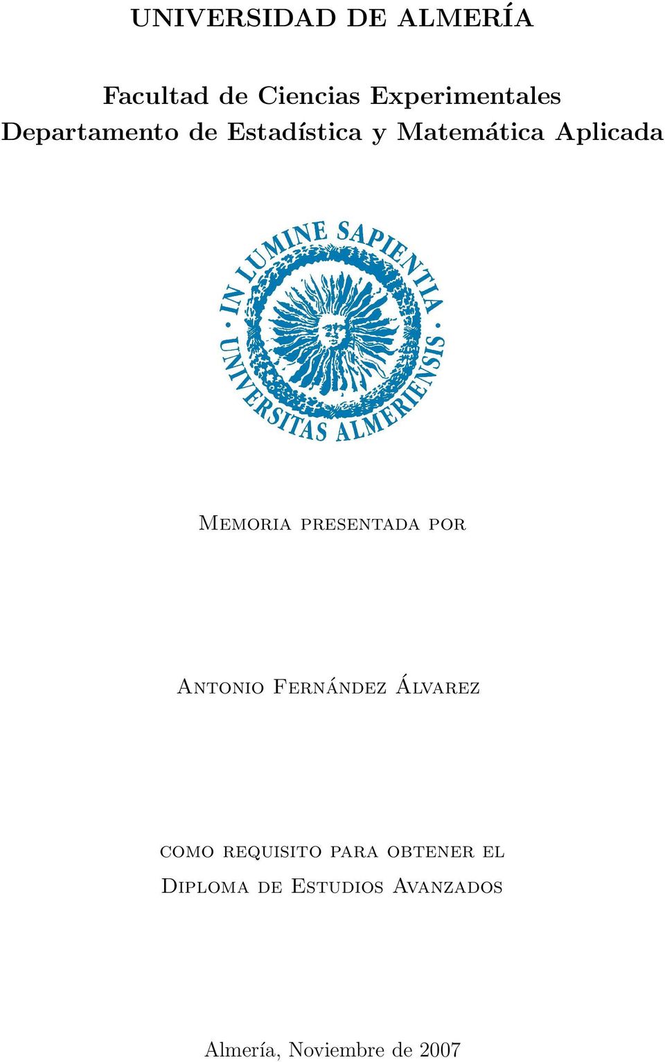 presentada por Antonio Fernández Álvarez como requisito para