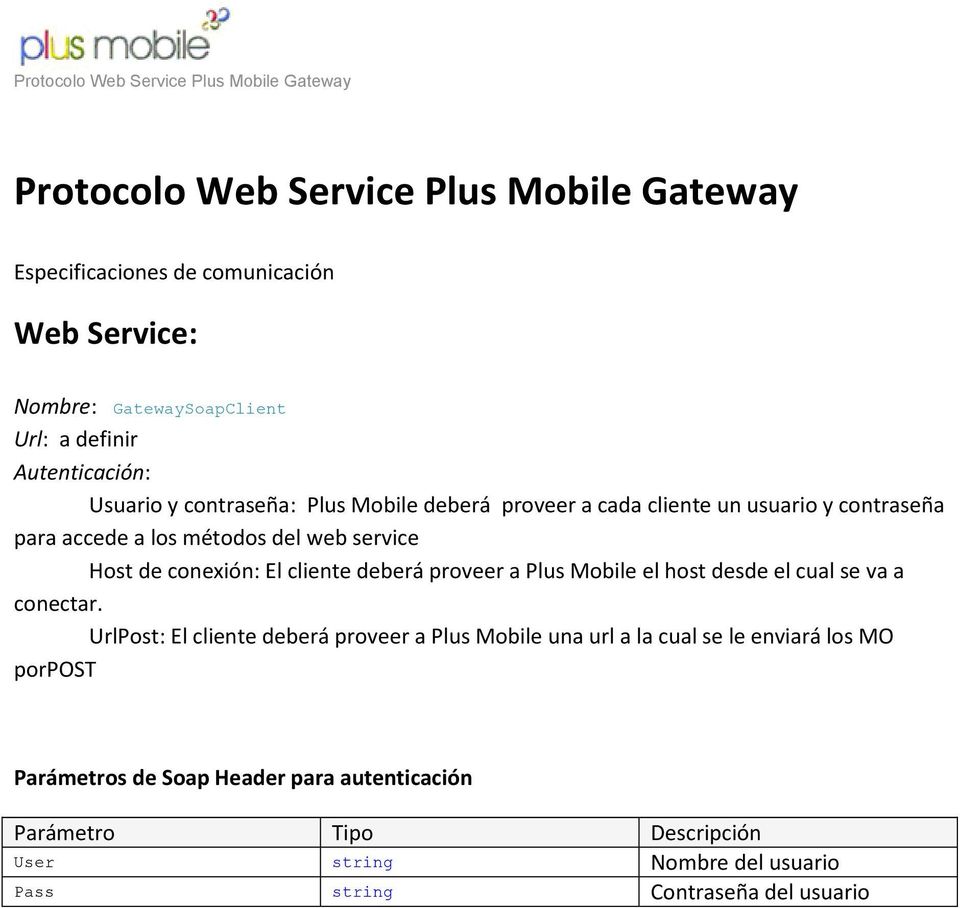 deberá proveer a Plus Mobile el host desde el cual se va a conectar.