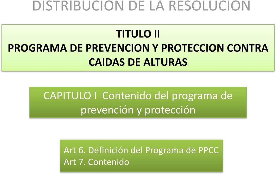 CAPITULO I Contenido del programa de prevención y