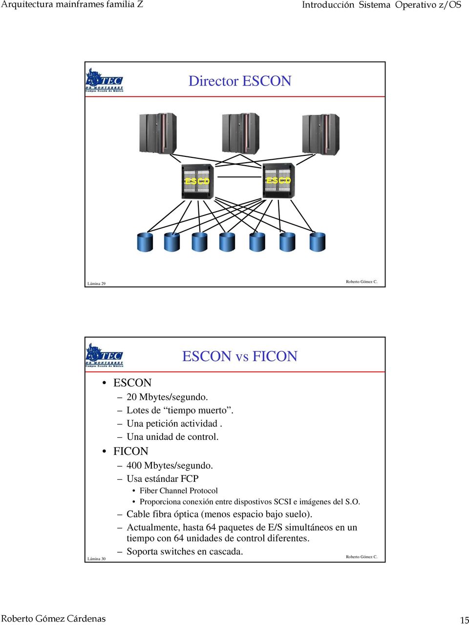 Usa estándar F Fiber Channel Protocol Proporciona conexión entre dispostivos SCSI e imágenes del S.O.