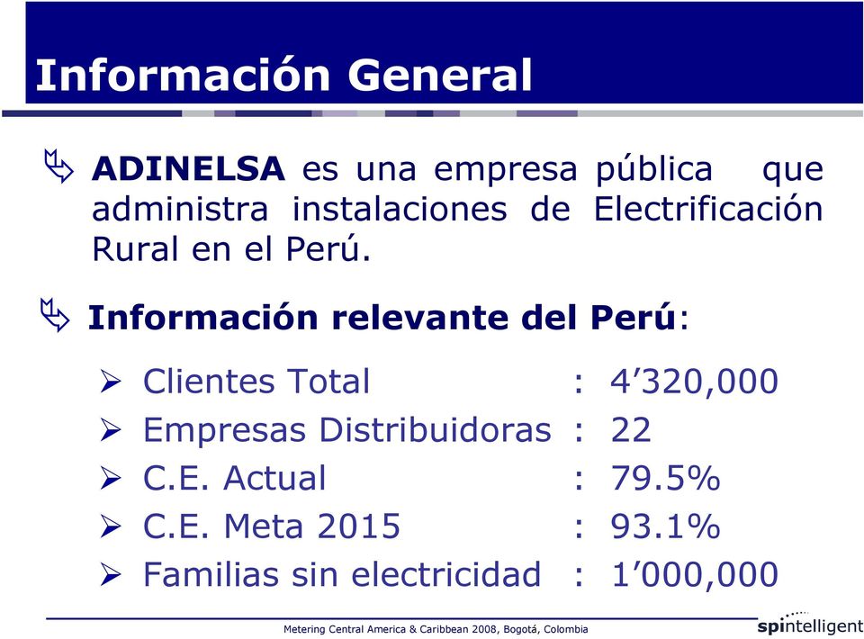 Información relevante del Perú: Clientes Total : 4 320,000 Empresas