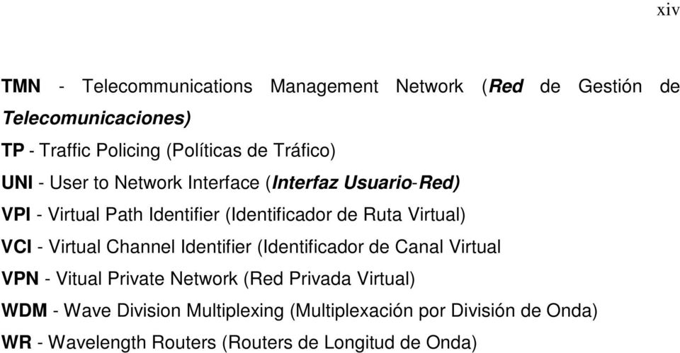 Virtual) VCI - Virtual Channel Identifier (Identificador de Canal Virtual VPN - Vitual Private Network (Red Privada