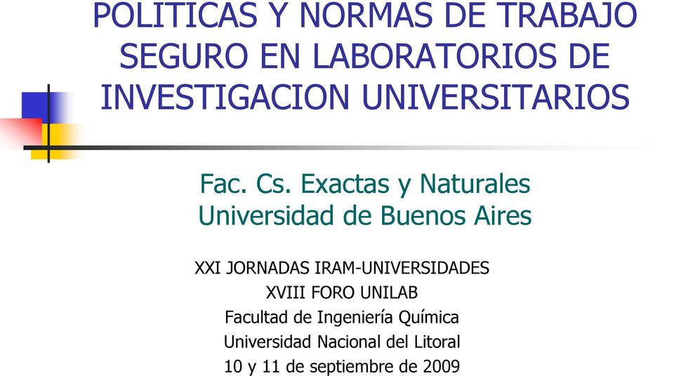 Exactas y Naturales Universidad de Buenos Aires XXI JORNADAS