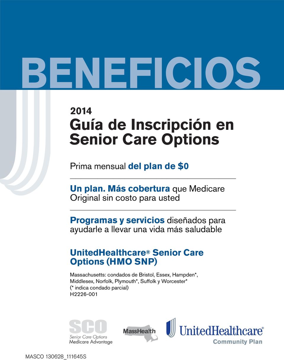 llevar una vida más saludable UnitedHealthcare Senior Care Options (HMO SNP) Massachusetts: condados de