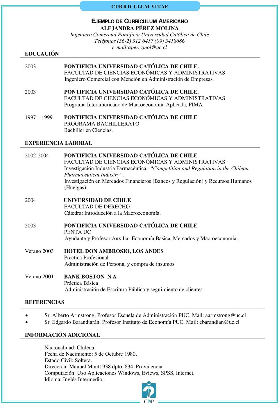 2003 PONTIFICIA UNIVERSIDAD CATÓLICA DE CHILE.