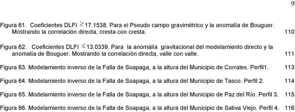 Modelamiento inverso de la Falla de Soapaga, a la altura del Municipio de Corrales. Perfil1. 113 Figura 64. Modelamiento inverso de la Falla de Soapaga, a la altura del Municipio de Tasco.