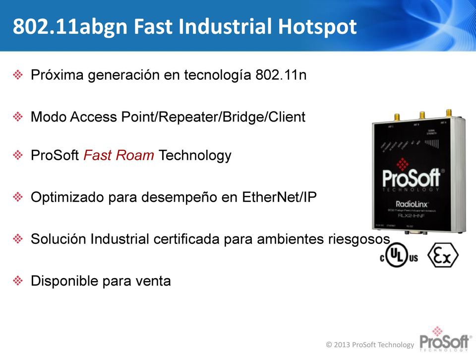 11n Modo Access Point/Repeater/Bridge/Client ProSoft Fast Roam