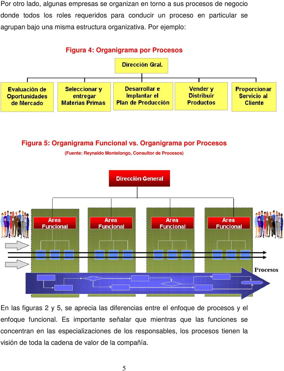 Organigrama por Procesos (Fuente: Reynaldo Montelongo, Consultor de Procesos) En las figuras 2 y 5, se aprecia las diferencias entre el enfoque de procesos y el