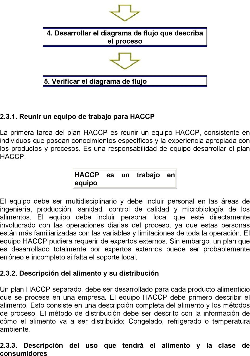 productos y procesos. Es una responsabilidad de equipo desarrollar el plan HACCP.
