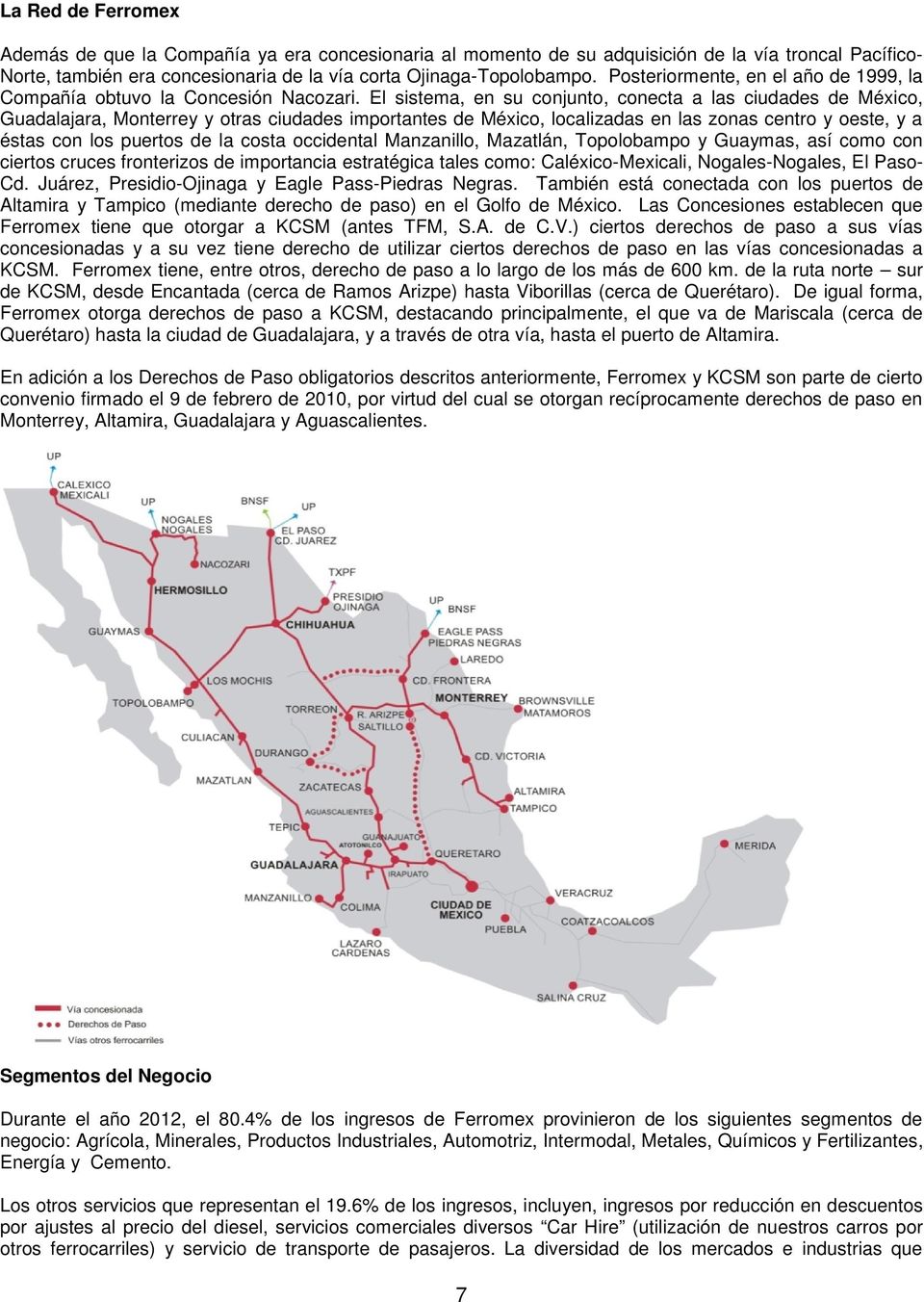El sistema, en su conjunto, conecta a las ciudades de México, Guadalajara, Monterrey y otras ciudades importantes de México, localizadas en las zonas centro y oeste, y a éstas con los puertos de la