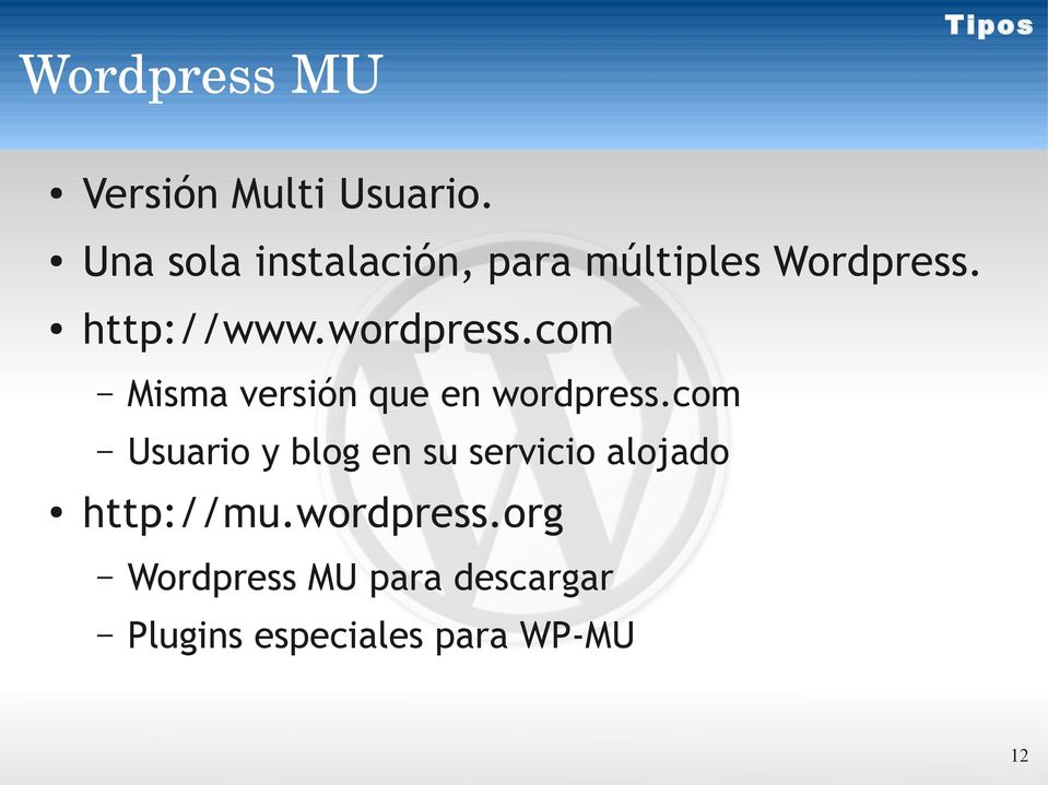 wordpress.com Misma versión que en wordpress.