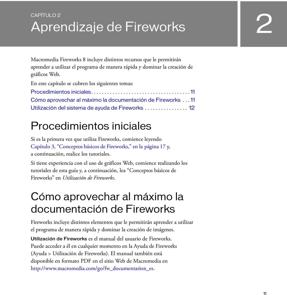 .. 11 Utilización del sistema de ayuda de Fireworks.