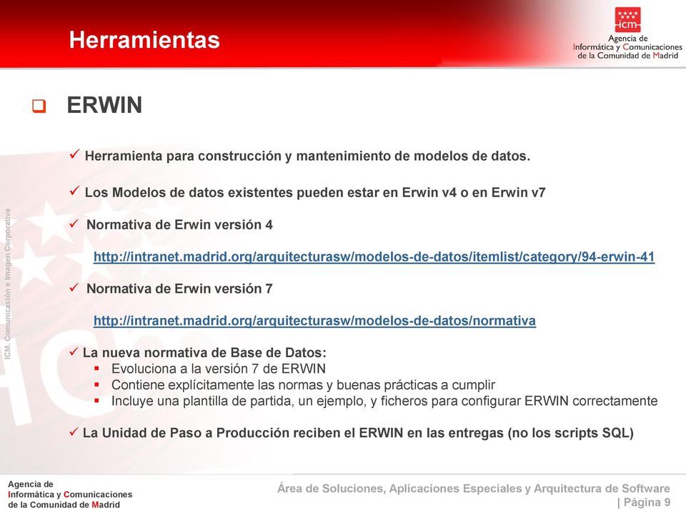 org/arquitecturasw/modelos-de-datos/itemlist/category/94-erwin-41 Normativa de Erwin versión 7 http://intranet.madrid.