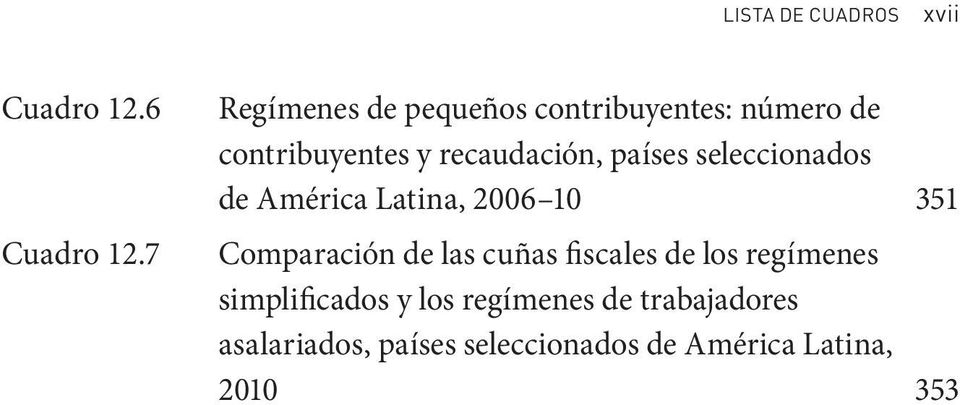 países seleccionados de América Latina, 2006 10 351 Comparación de las cuñas