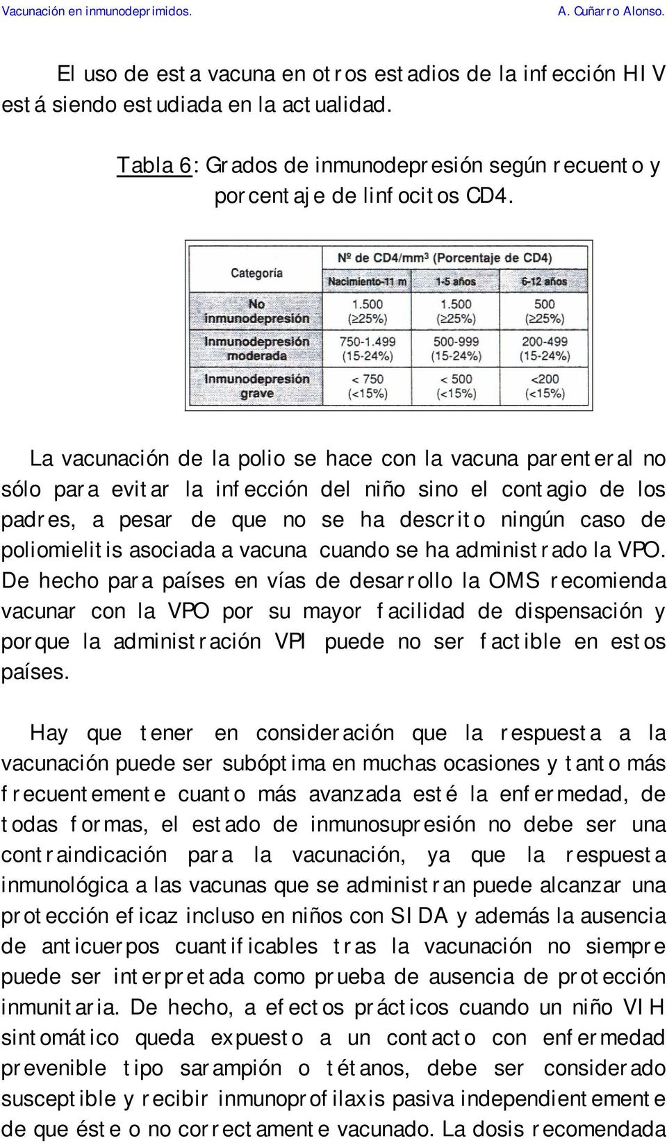 asociada a vacuna cuando se ha administrado la VPO.