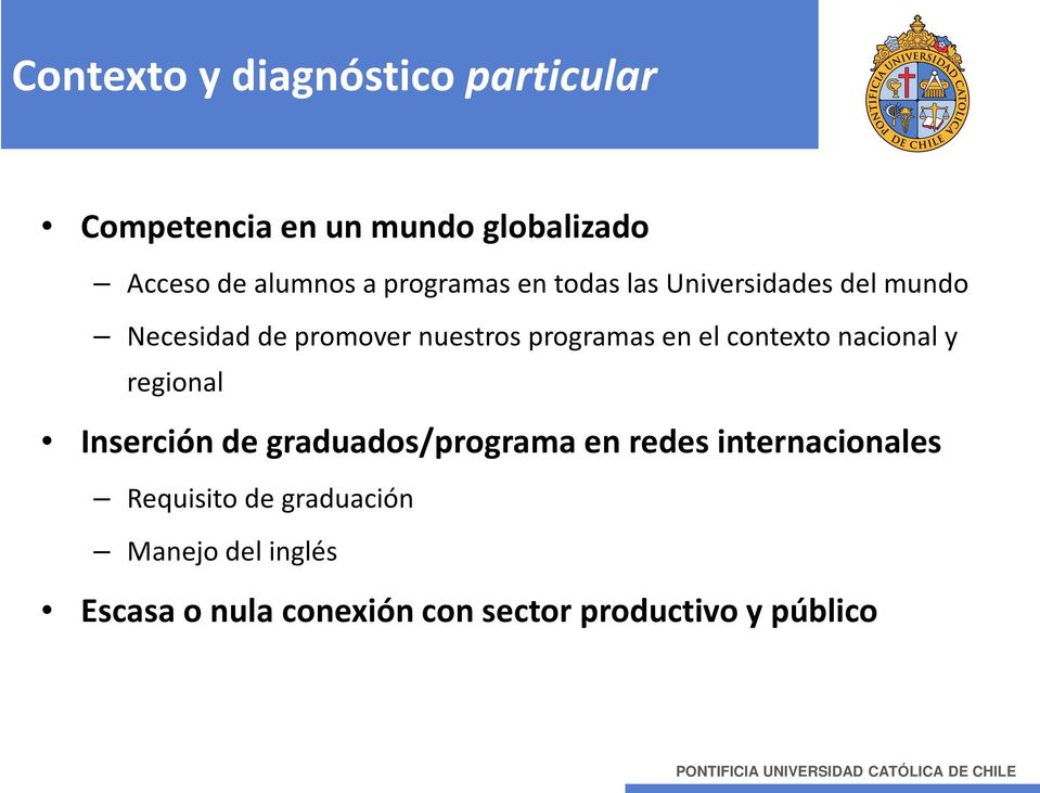 el contexto nacional y regional Inserción de graduados/programa en redes internacionales