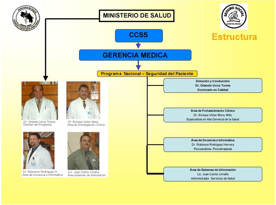 Enrique Víctor Mora, MSc Especialista en Alta Gerencia de la Salud Área de Docencia e Informática Dr.