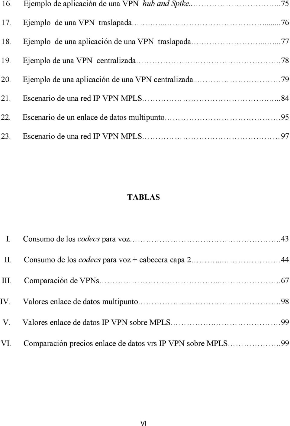 Escenario de un enlace de datos multipunto.95 23. Escenario de una red IP VPN MPLS 97 TABLAS I. Consumo de los codecs para voz..43 II. III. IV.