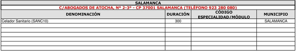 SALAMANCA (TELÉFONO 923 280