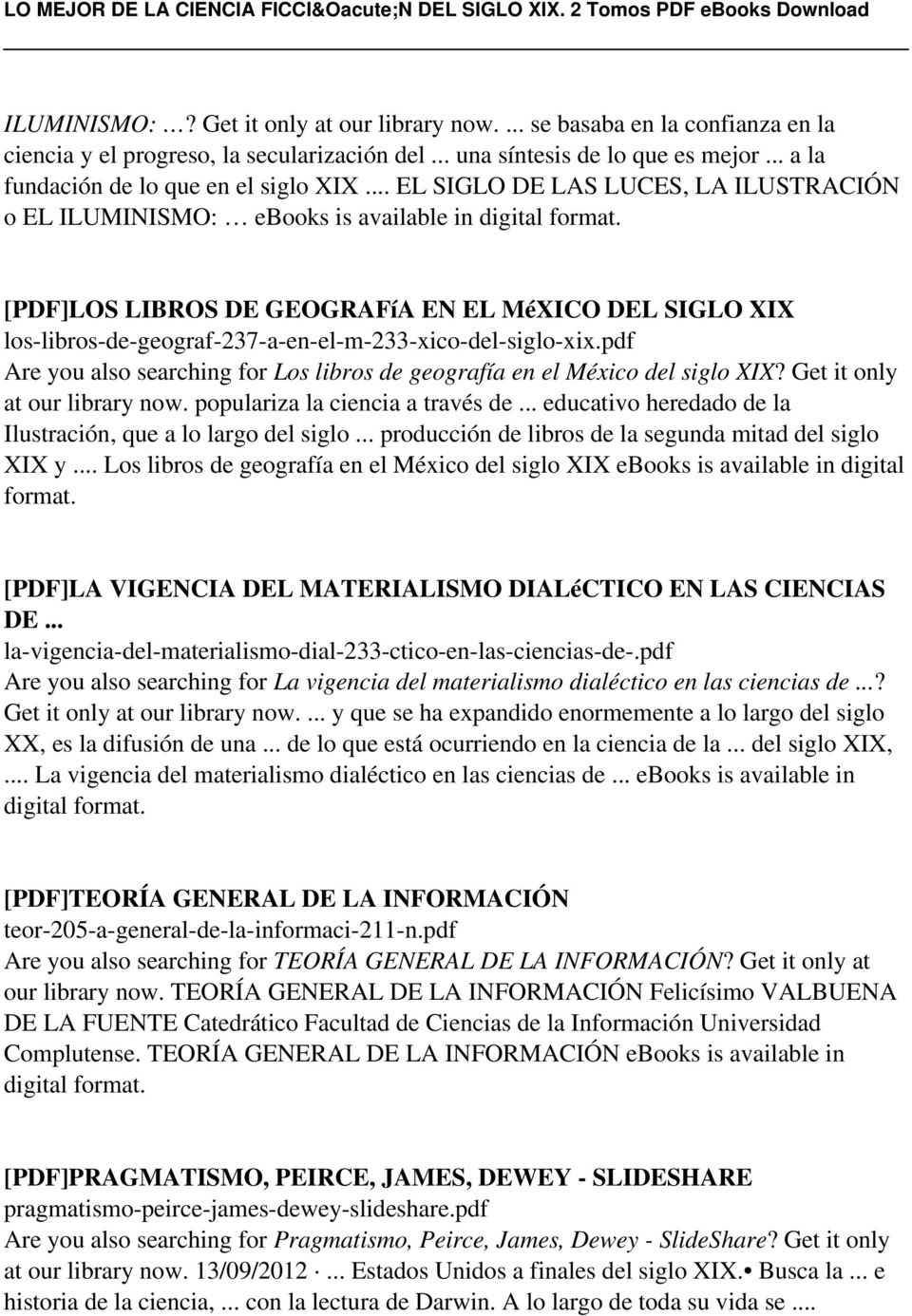 .. EL SIGLO DE LAS LUCES, LA ILUSTRACIÓN o EL ILUMINISMO: ebooks is available in digital [PDF]LOS LIBROS DE GEOGRAFíA EN EL MéXICO DEL SIGLO XIX
