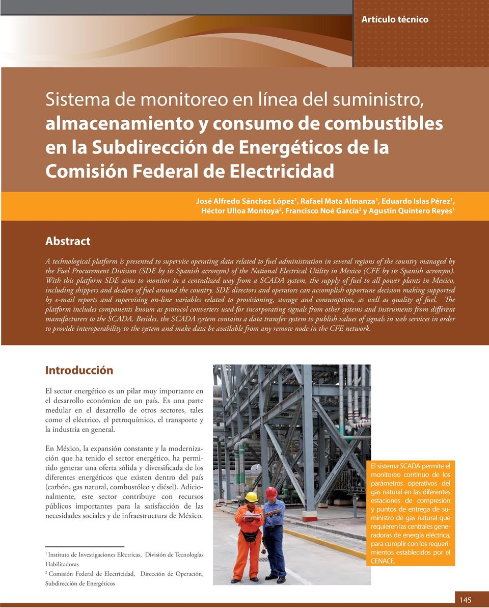 data related to fuel administration in several regions of the country managed by the Fuel Procurement Division (SDE by its Spanish acronym) of the National Electrical Utility in Mexico (CFE by its