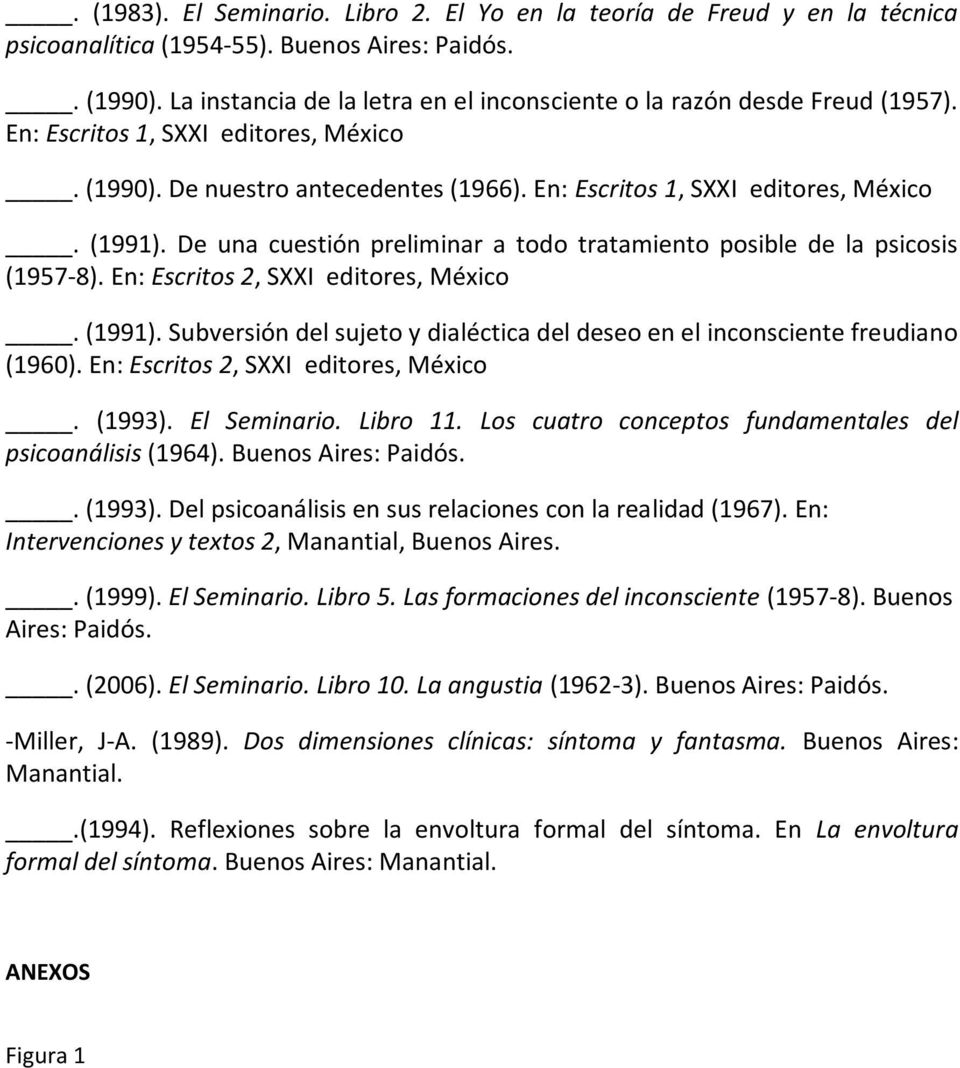De una cuestión preliminar a todo tratamiento posible de la psicosis (1957-8). En: Escritos 2, SXXI editores, México. (1991).