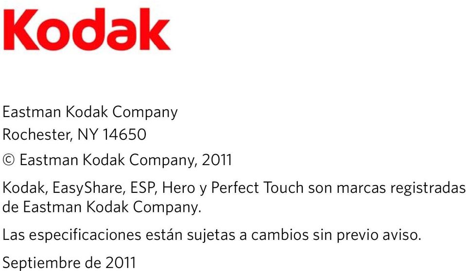 marcas registradas de Eastman Kodak Company.