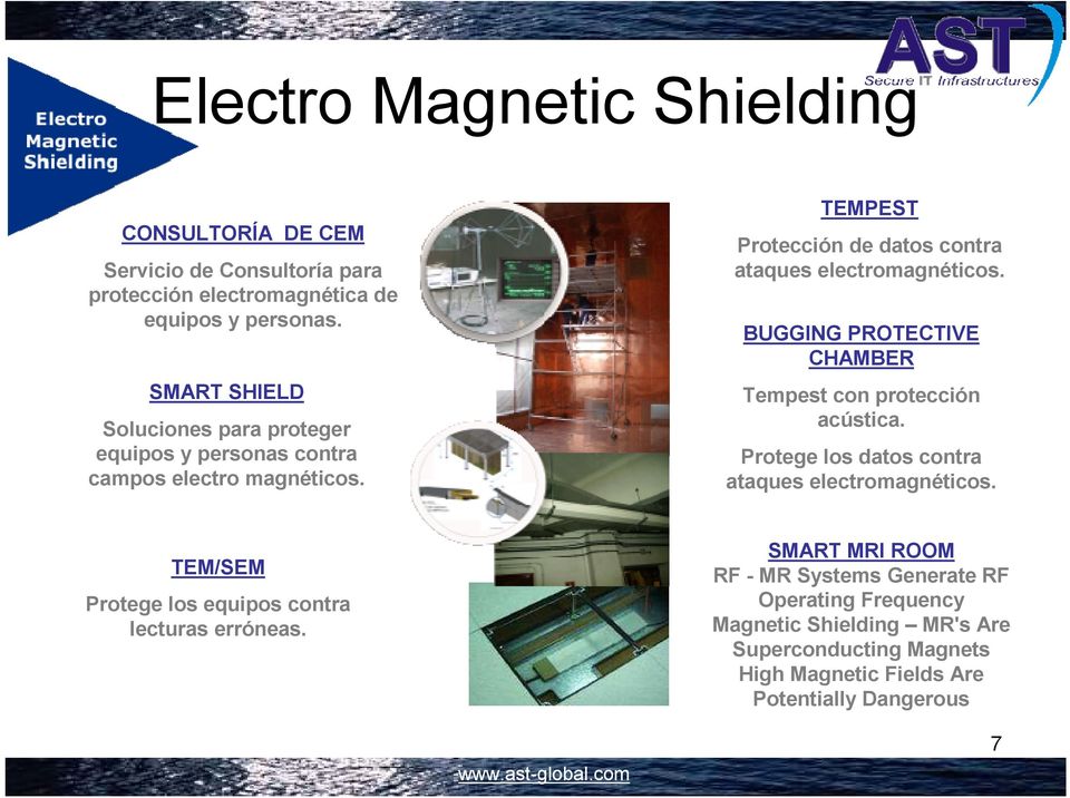 BUGGING PROTECTIVE CHAMBER Tempest con protección acústica. Protege los datos contra ataques electromagnéticos.