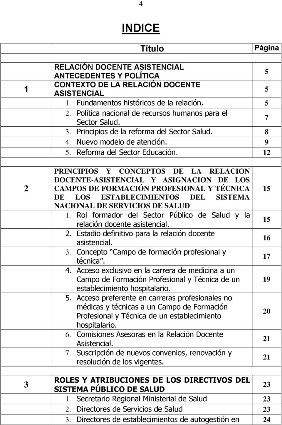 12 2 PRINCIPIOS Y CONCEPTOS DE LA RELACION DOCENTE-ASISTENCIAL Y ASIGNACION DE LOS CAMPOS DE FORMACIÓN PROFESIONAL Y TÉCNICA DE LOS ESTABLECIMIENTOS DEL SISTEMA NACIONAL DE SERVICIOS DE SALUD 1.